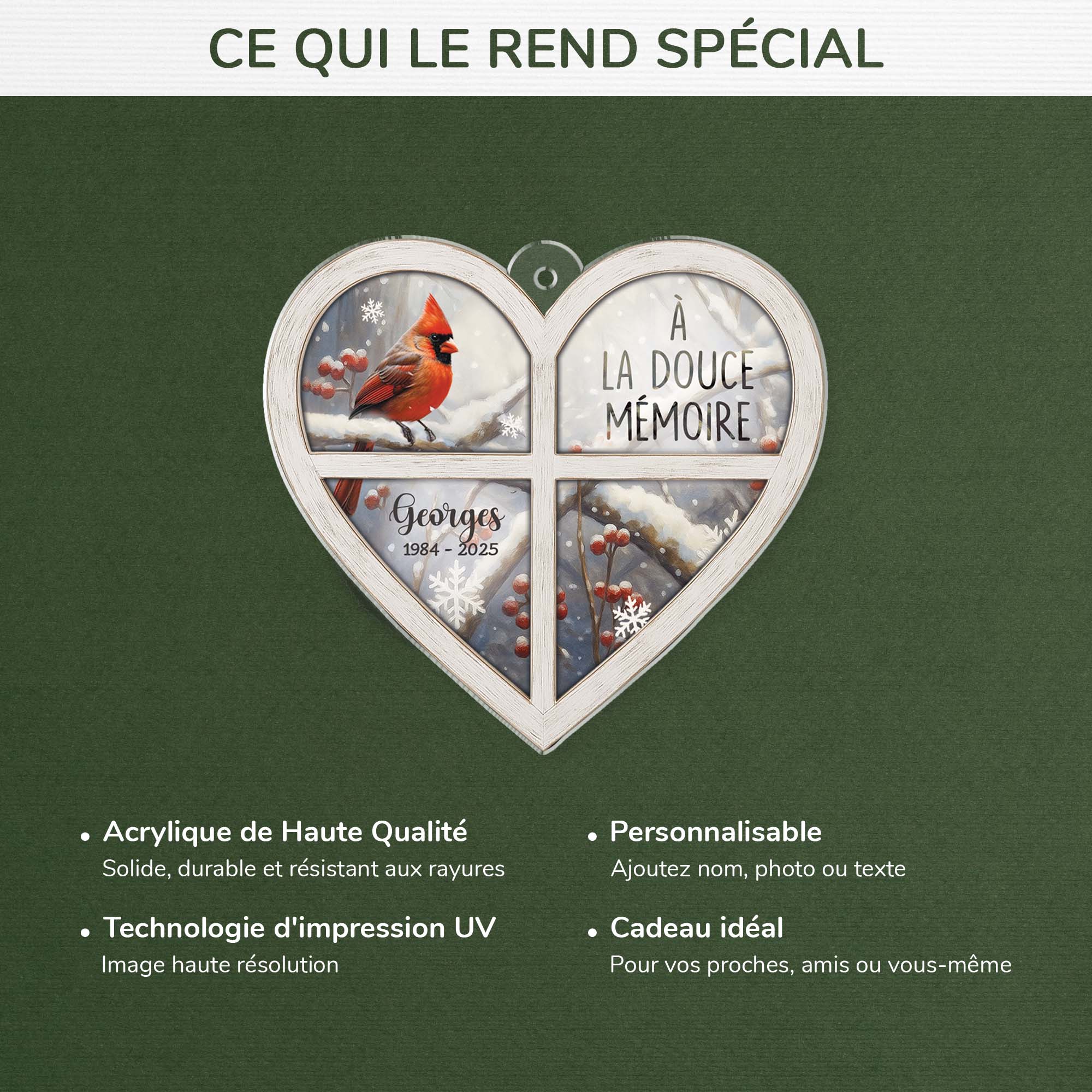 6698OFR4 ornement acrylique personnalise commemoratif a la douce memoire avec oiseaux 6698o8zab