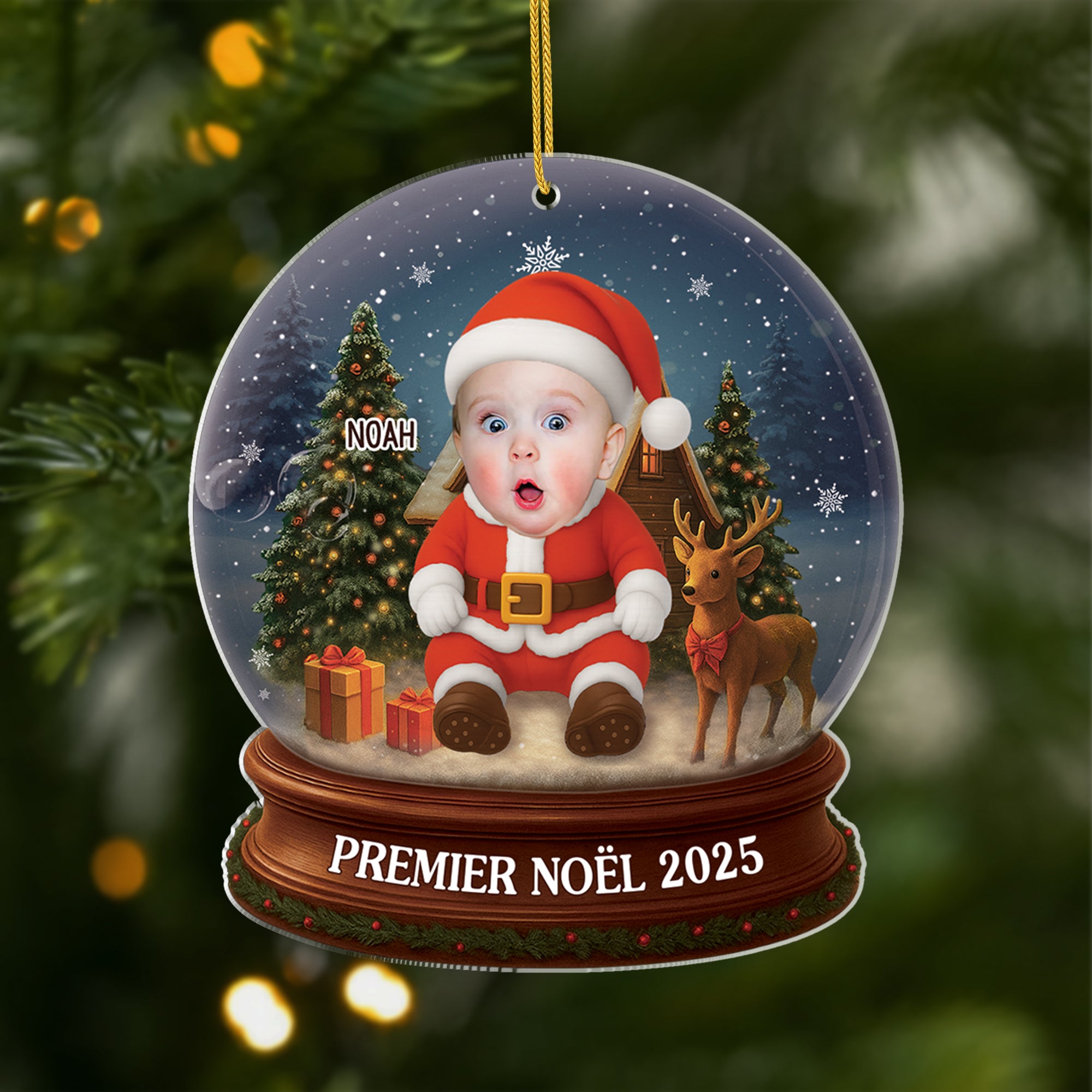6703OFR1 effet dimpression 3d ornement acrylique personnalise avec enfant photo boule a neige pour premier noel 6703otq5k