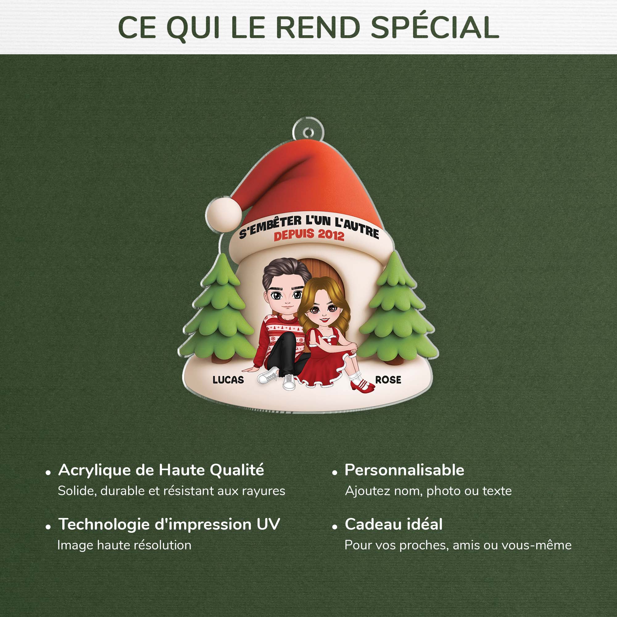 6705RFR4 effet dimpression 3d ornement acrylique personnalise vieillir ensemble couple a noel 6705rkm5g
