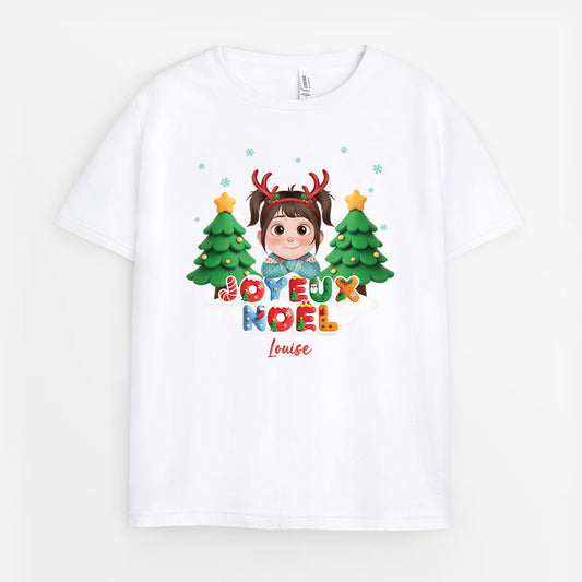 6710AFR1 t shirt personnalise enfant joyeux noel 6710a3tzk