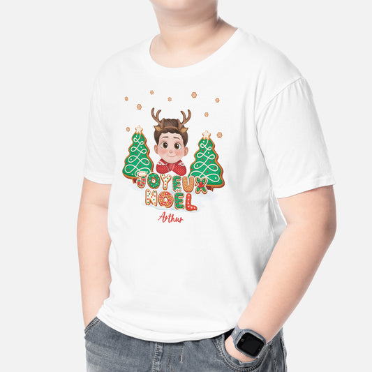 6710AFR2 t shirt personnalise enfant joyeux noel 6710a3tzk