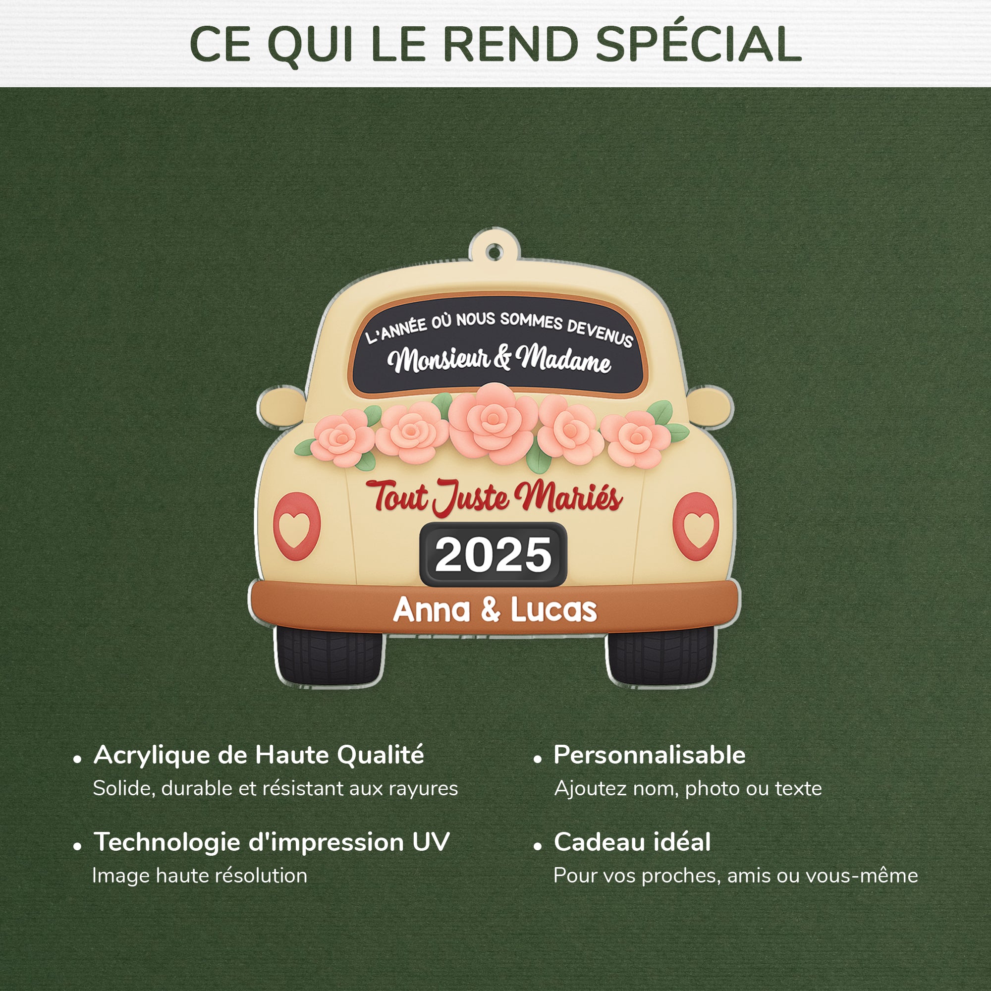 6713OFR1 effet dimpression 3d ornement noel acrylique personnalise couple pour mariage devenir monsieur et madame 6713oklcg_4