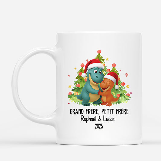 6715MFR1 mug de noel personnalise frere et soeur dinosaure 6715m