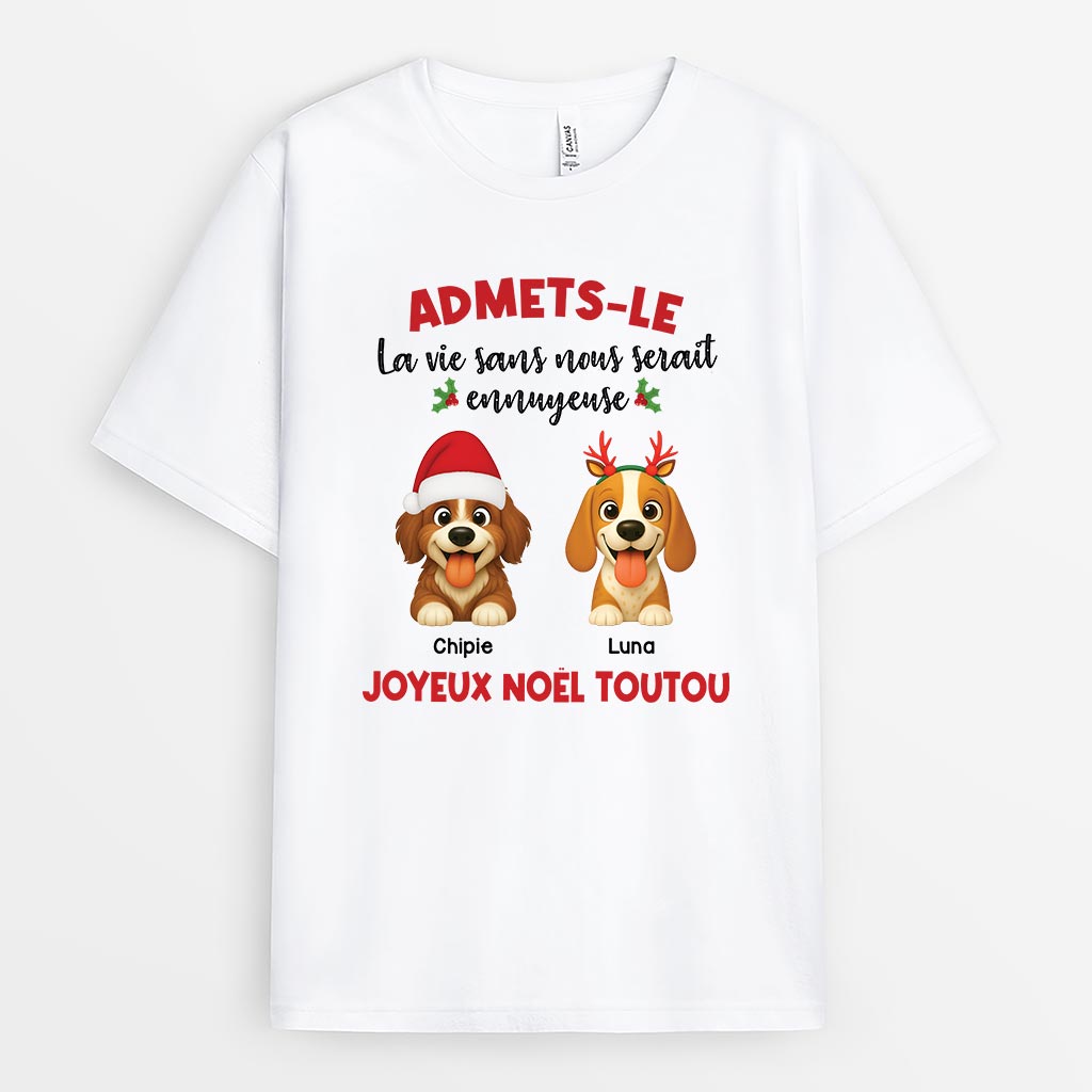 6721AFR1 t shirt personnalise chien de noel la vie sans moi 6721akpwc