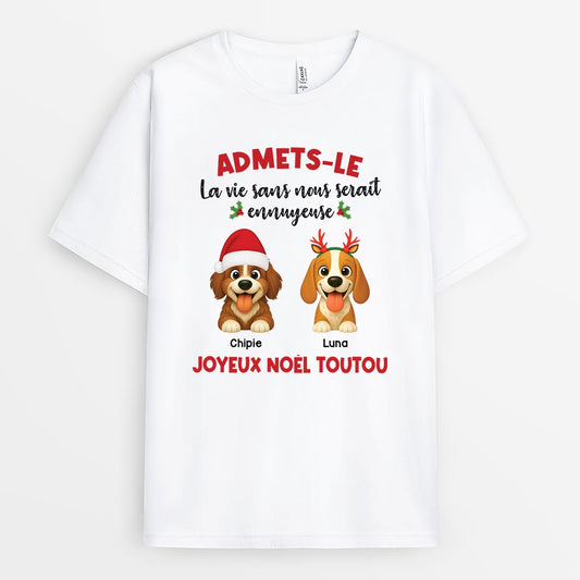 6721AFR1 t shirt personnalise chien de noel la vie sans moi 6721akpwc