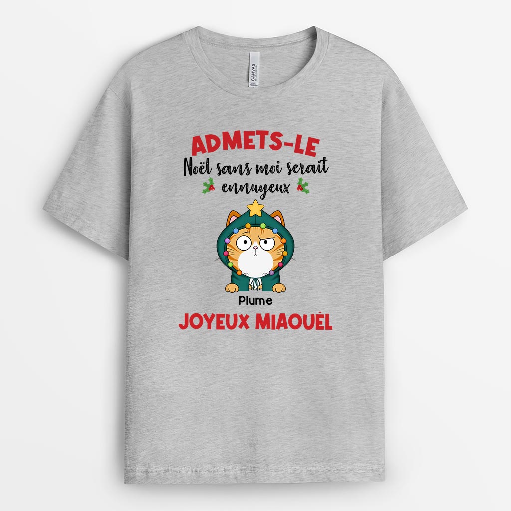6721AFR2 t shirt personnalise chat de noel la vie sans moi 6721akpwd