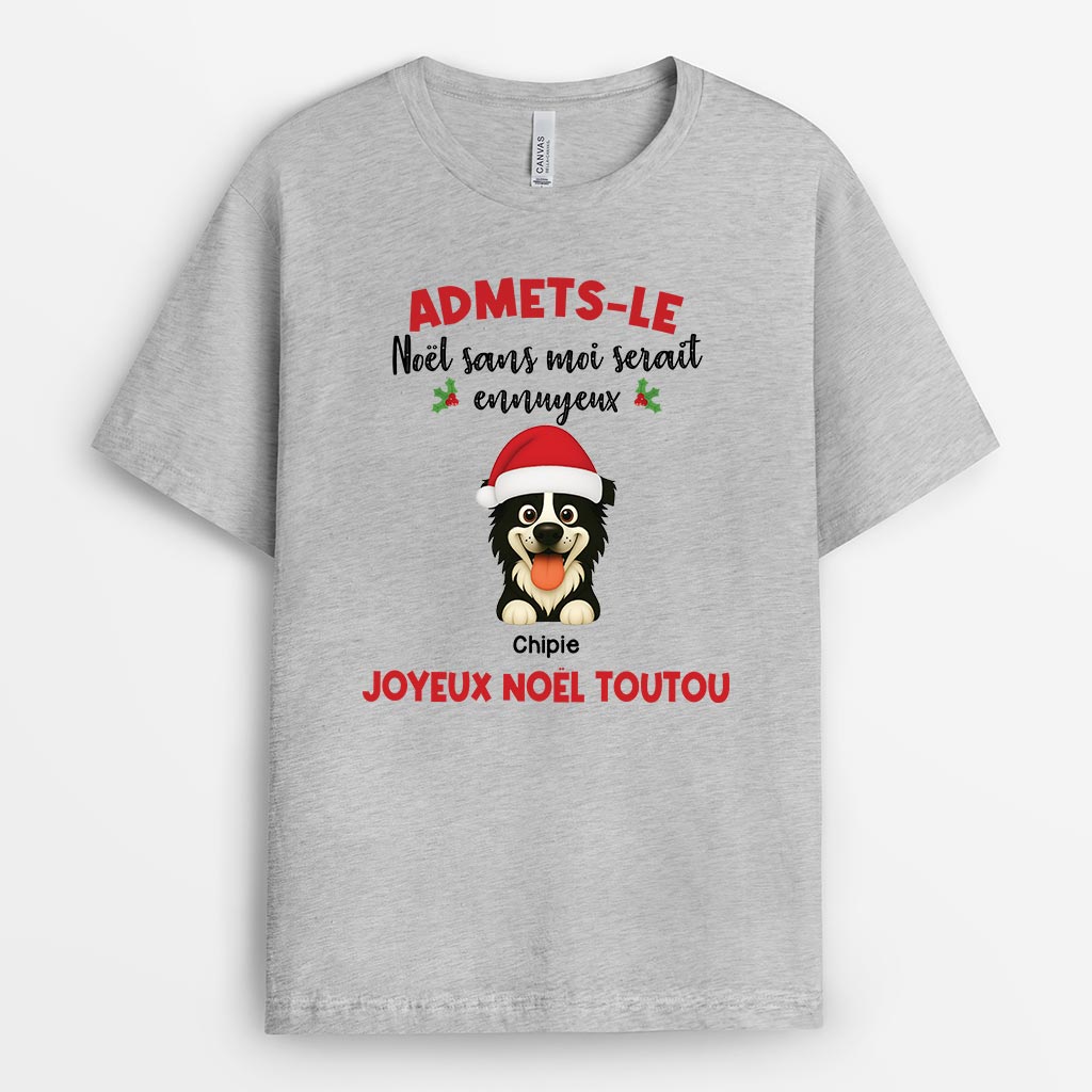 6721AFR2 t shirt personnalise chien de noel la vie sans moi 6721akpwc