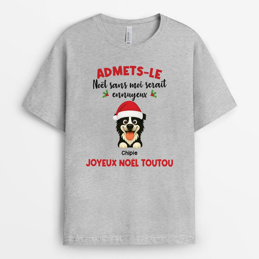 6721AFR2 t shirt personnalise chien de noel la vie sans moi 6721akpwc
