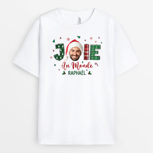 6722AFR1 t shirt personnalise avec photo pour noel joie au monde 6722a3tca