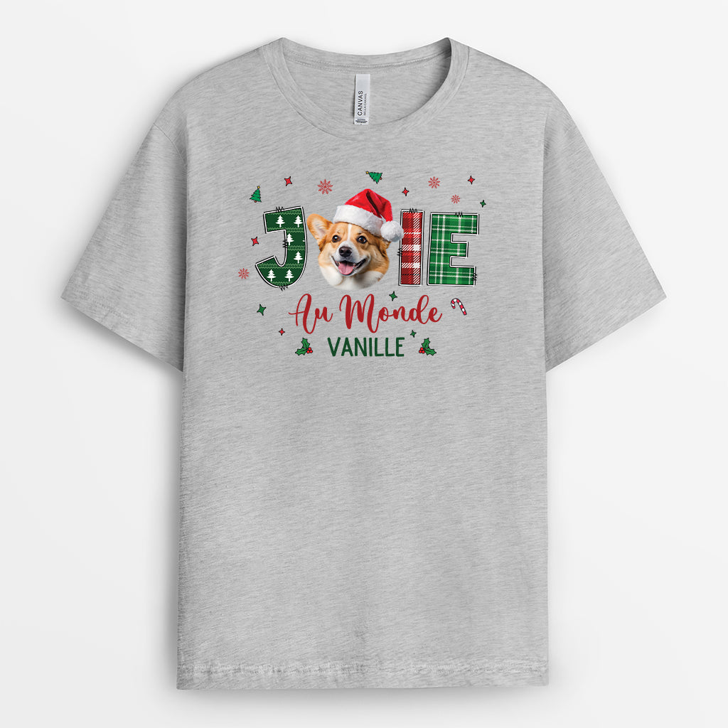6722AFR2 t shirt personnalise avec photo pour noel joie au monde 6722a3tca