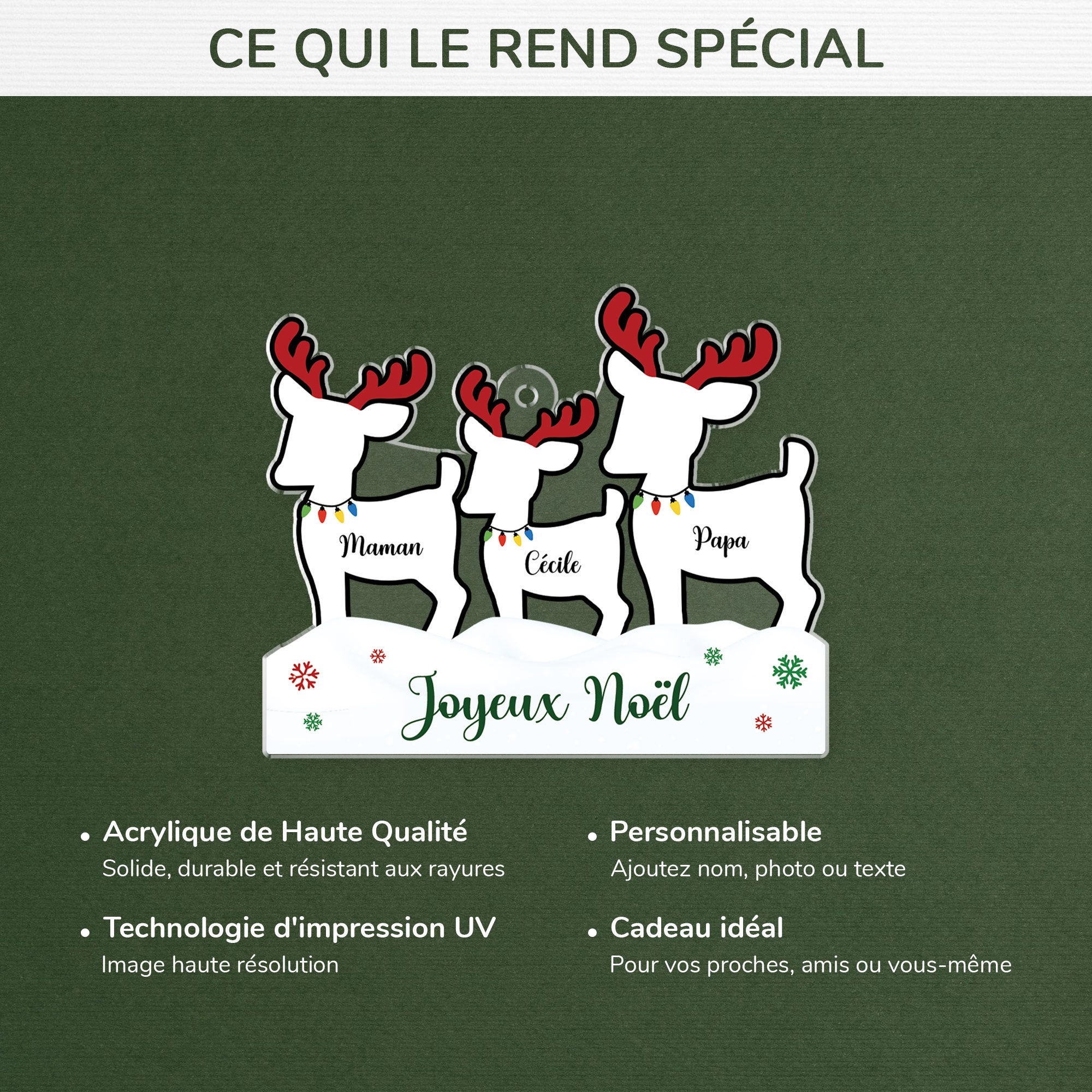 6723OFR4 ornement acrylique personnalise famille renne de noel 6723otzai