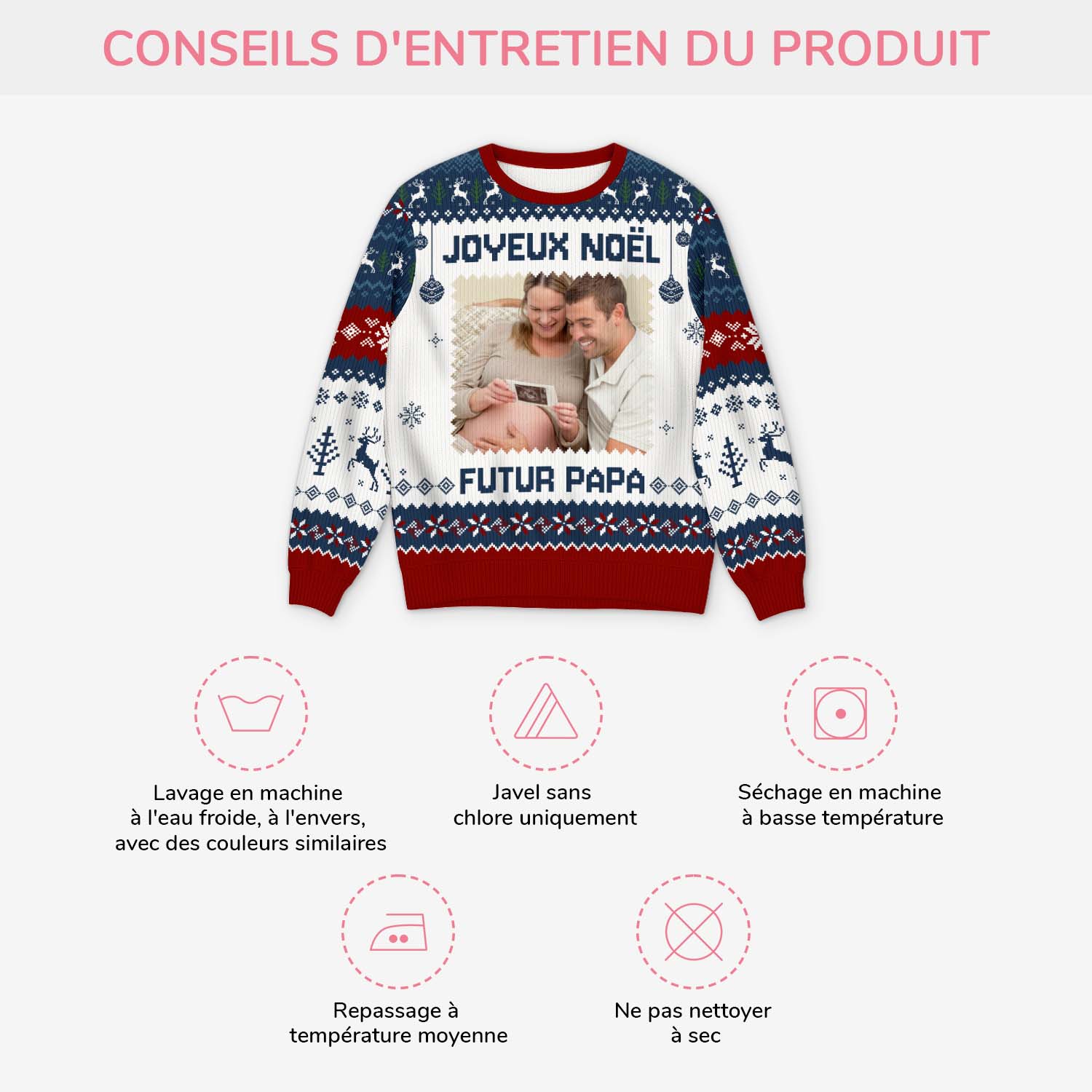 6725WFR4 pull moche de noel personnalise joyeux noel futur papa 6725wkznb