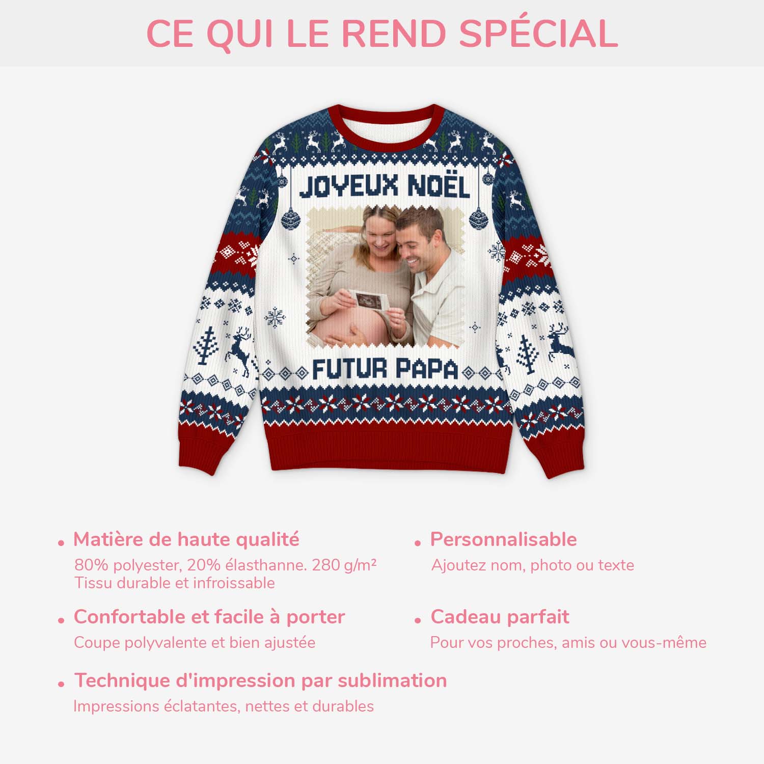 6725WFR5 pull moche de noel personnalise joyeux noel futur papa 6725wkznb