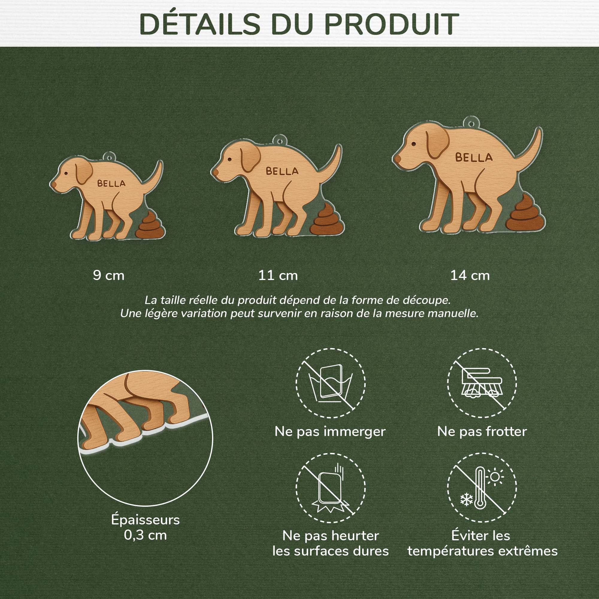 6727OFR3 effet dimpression 3d ornement noel acrylique personnalise chien fait caca 6727o3zqc