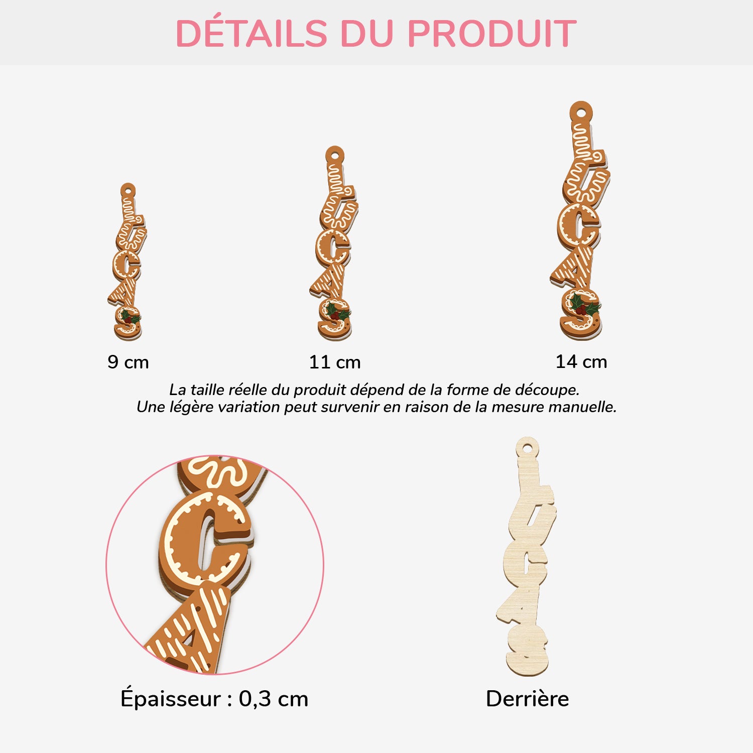 6730OFR3 ornement en bois a 1 couche personnalise pour femmehomme lettres style biscuits de noel 6730okzzb