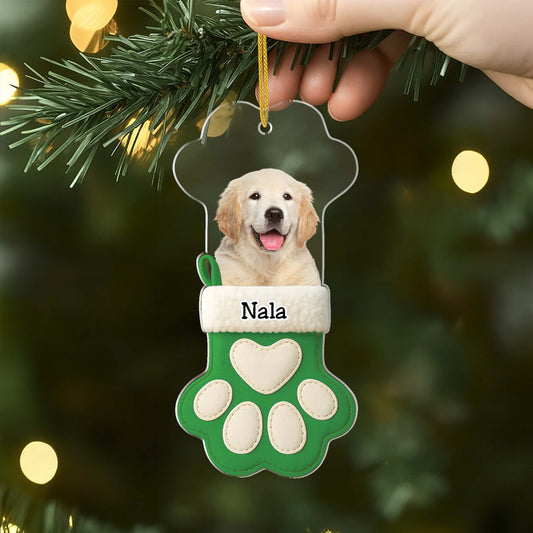 6731OFR2 ornement acrylique personnalise avec photo cadeau chien pour noel 6731otzac