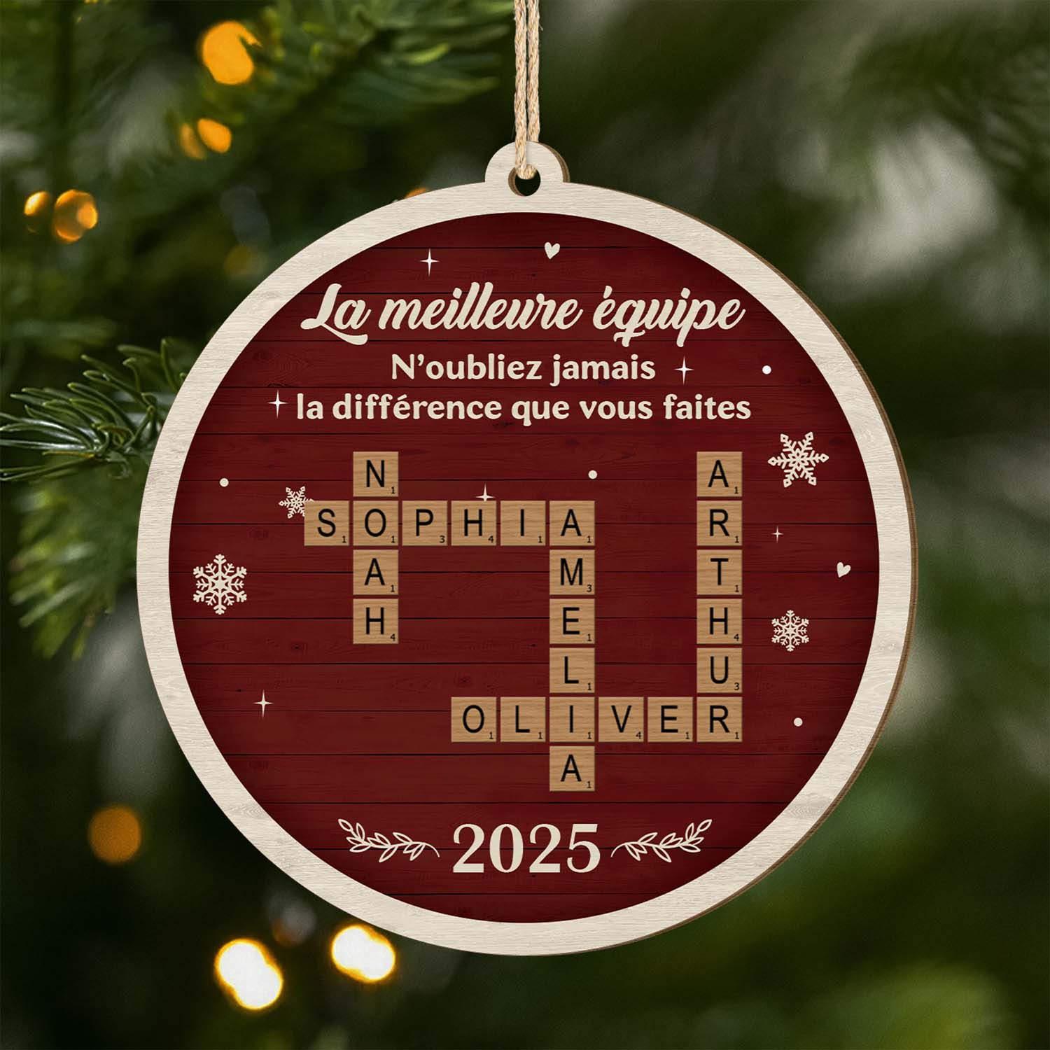 6732OFR1 ornement en bois a 1 couche personnalise pour collegue meilleure equipe avec mot croise 6732o6qno