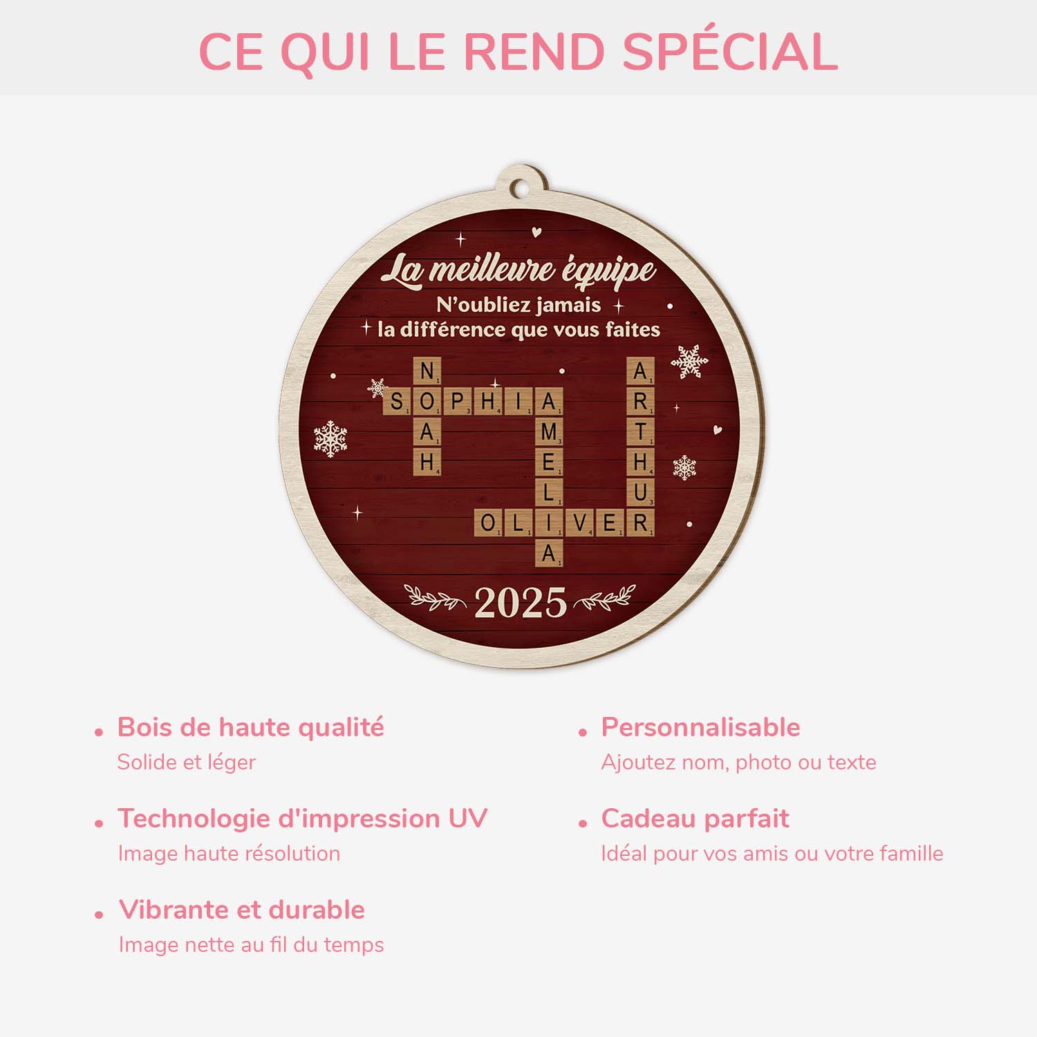 6732OFR4 ornement en bois a 1 couche personnalise pour collegue meilleure equipe avec mot croise 6732o6qno