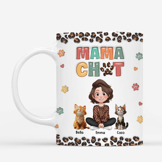 6743MFR1 mug personnalise maman chat style leopard 6743m6kad