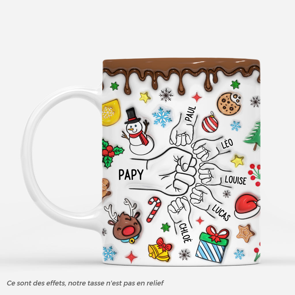 6745MFR1 effet dimpression 3d mug personnalise papypapa et enfants avec neige 6745m6vab