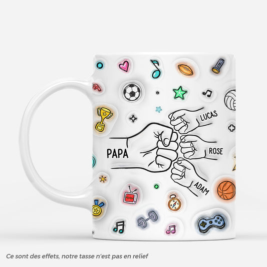 6746MFR1 effet dimpression 3d mug personnalise papypapa et enfants caping 6746m6pmb