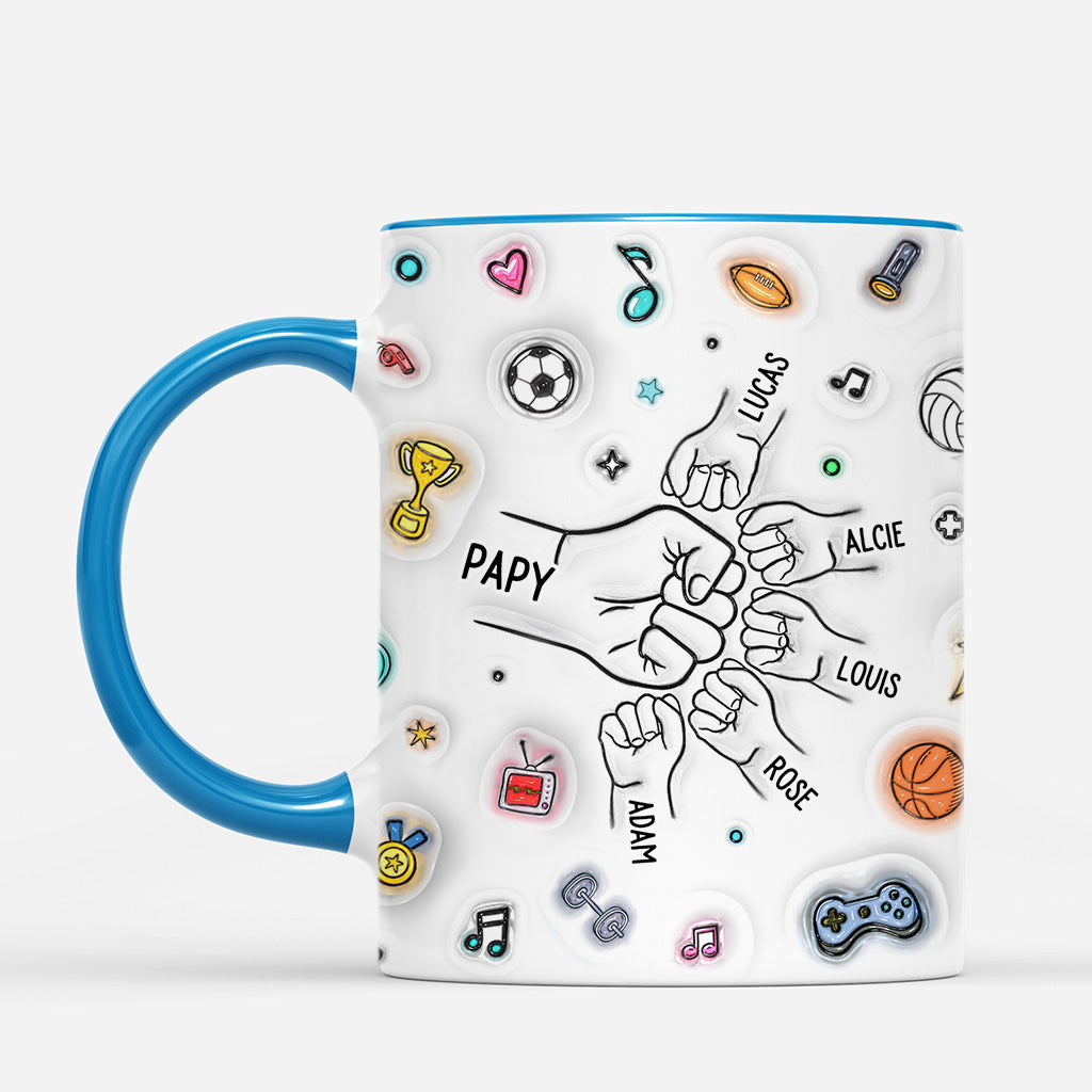 6746MFR2 effet dimpression 3d mug personnalise papypapa et enfants caping 6746m6pmb
