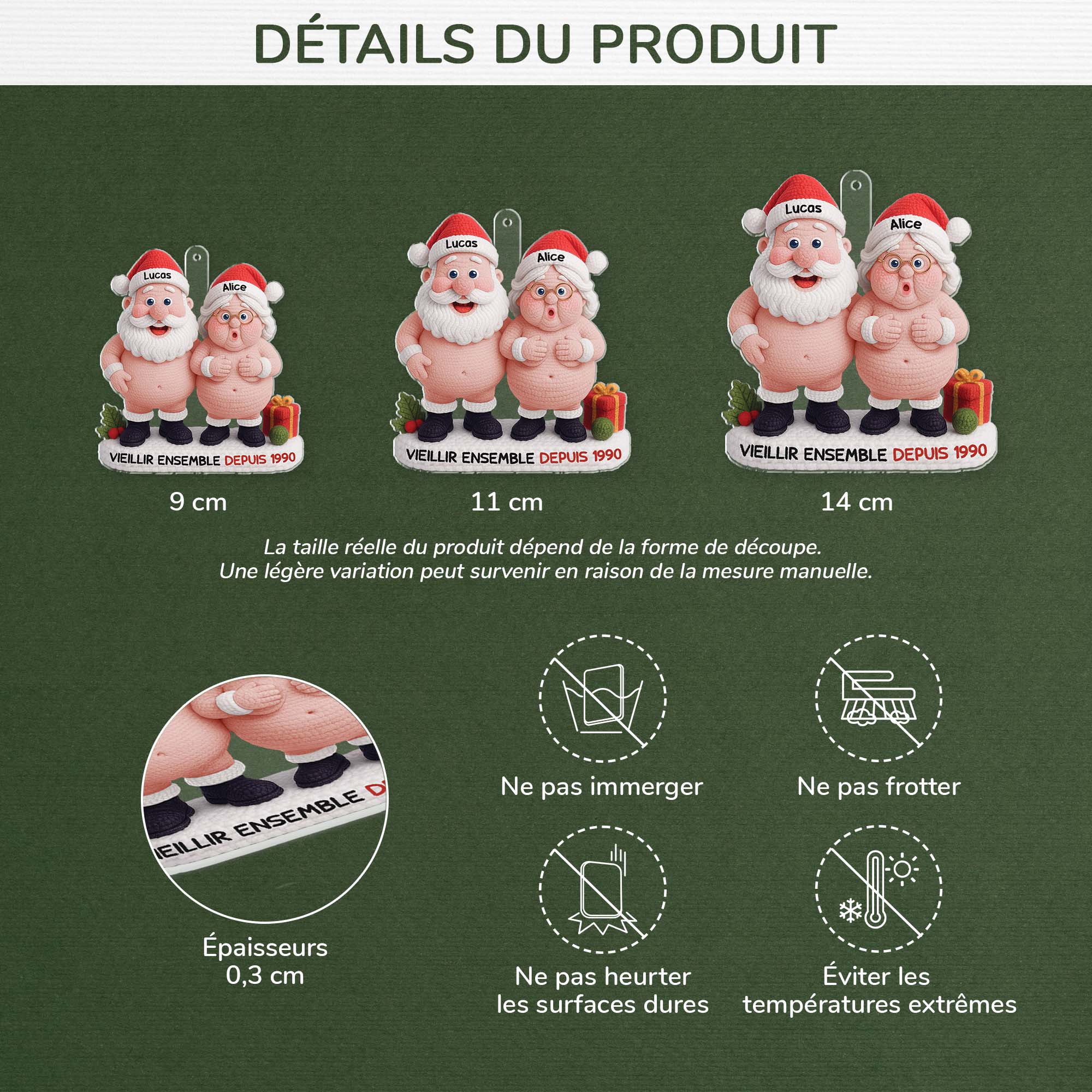 6747OFR3 effet dimpression 3d ornement noel acrylique personnalise vieillir ensemble avec couple style laine 6747o6z5g