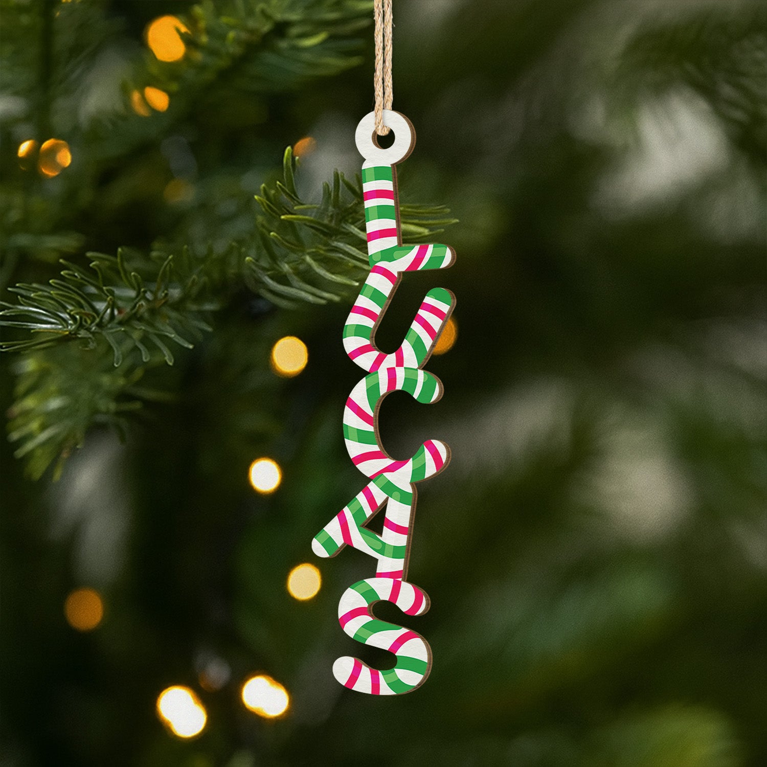 6750OFR1 effet dimpression 3d ornement en bois a 1 couche personnalise pour femmehomme lettre en canne de noel 6750okm5b