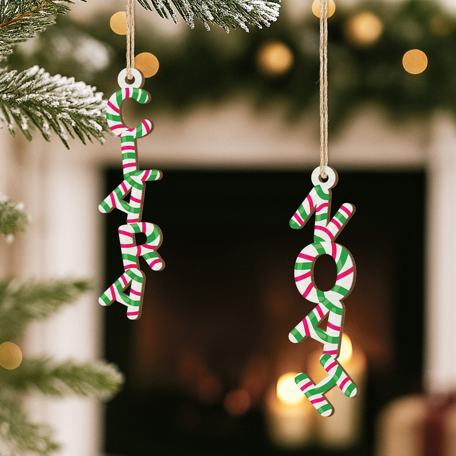 6750OFR2 effet dimpression 3d ornement en bois a 1 couche personnalise pour femmehomme lettre en canne de noel 6750okm5b