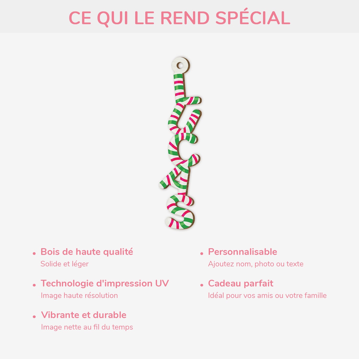 6750OFR4 effet dimpression 3d ornement en bois a 1 couche personnalise pour femmehomme lettre en canne de noel 6750okm5b