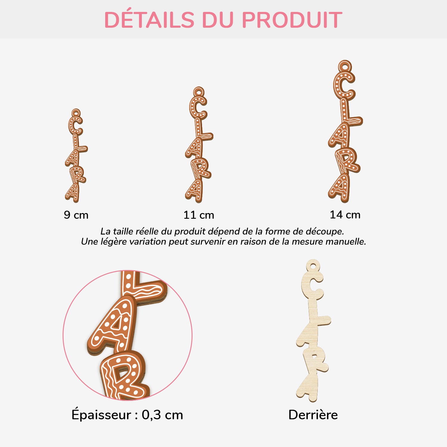 6756OFR3 ornement noel en bois a 1 couche personnalise femmehomme lettre de prenom style biscuit 6756otxza