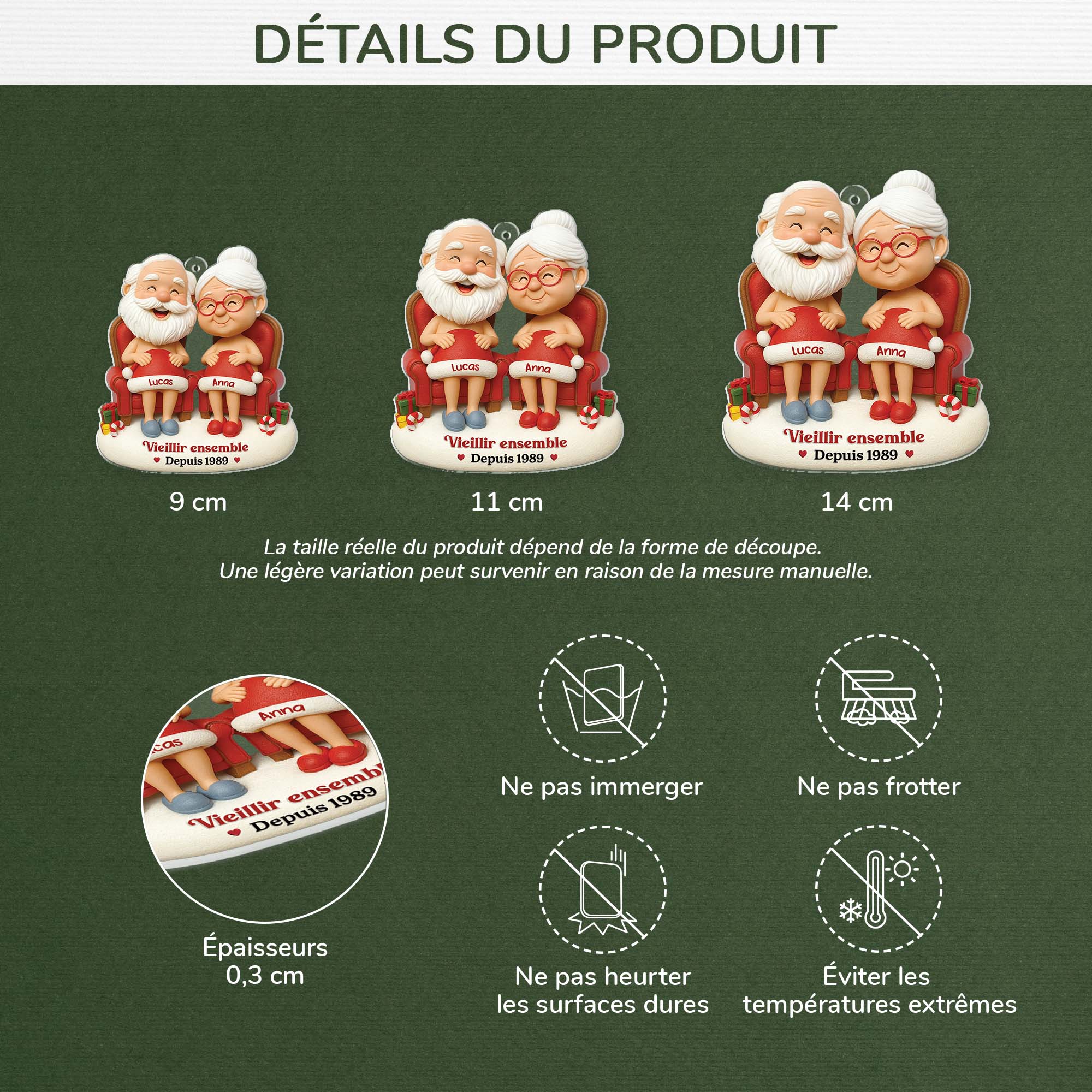6757OFR3 effet dimpression 3d ornement noel acrylique personnalise avec humour pour couple vieillir ensemble 6757o3mtg