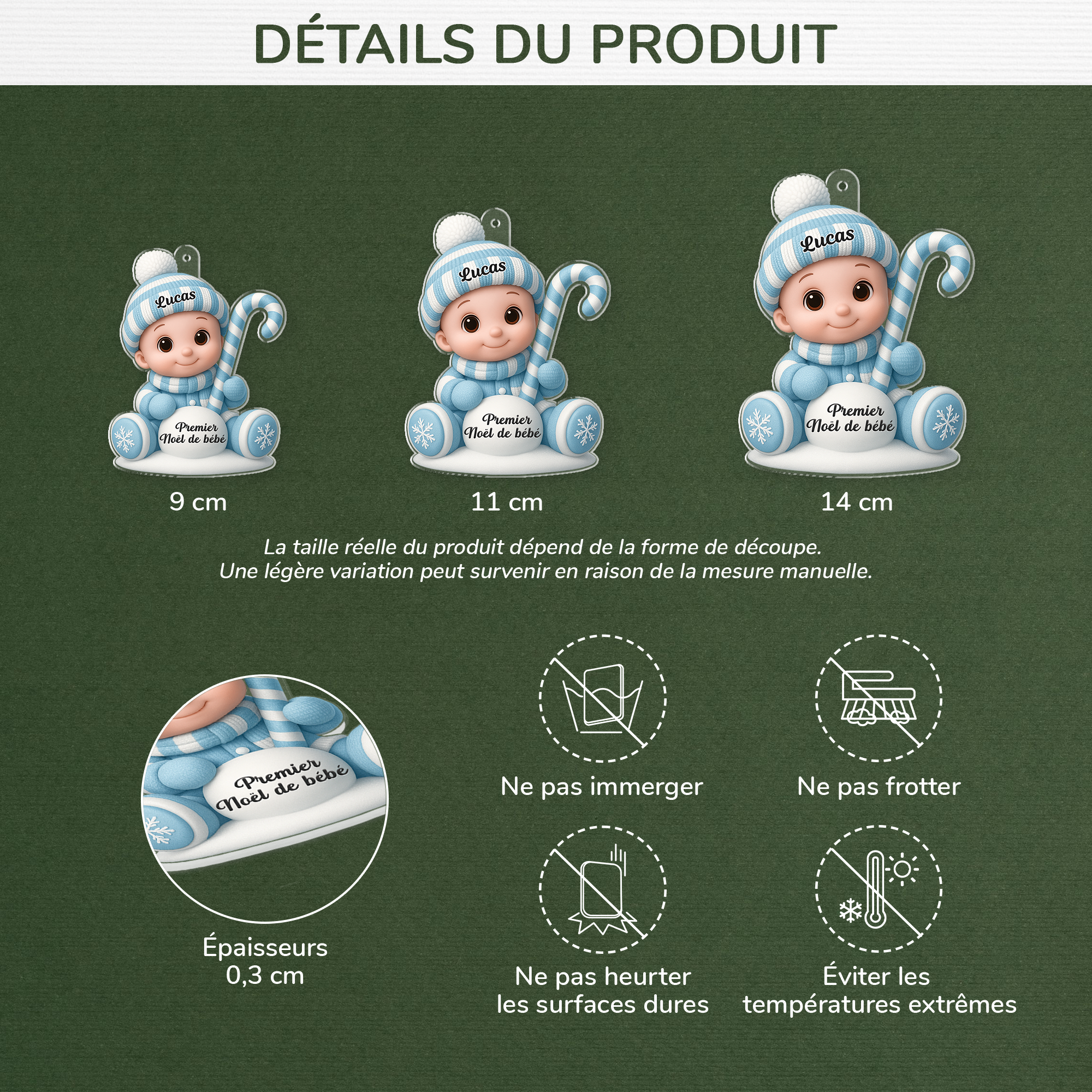 6758OFR3 effet dimpression 3d ornement acrylique personnalise cadeau 1er noel bebe 6758o3qck