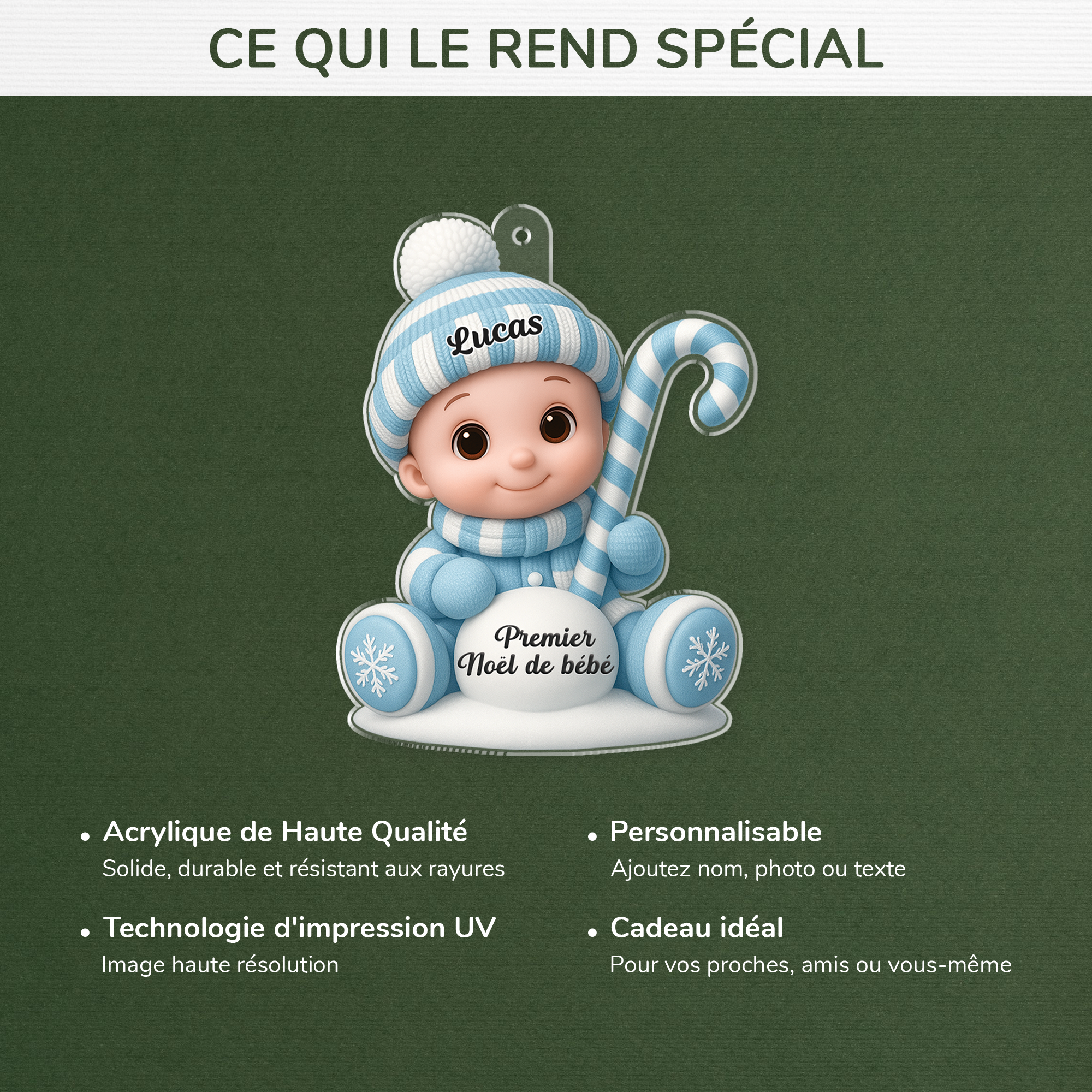6758OFR4 effet dimpression 3d ornement acrylique personnalise cadeau 1er noel bebe 6758o3qck