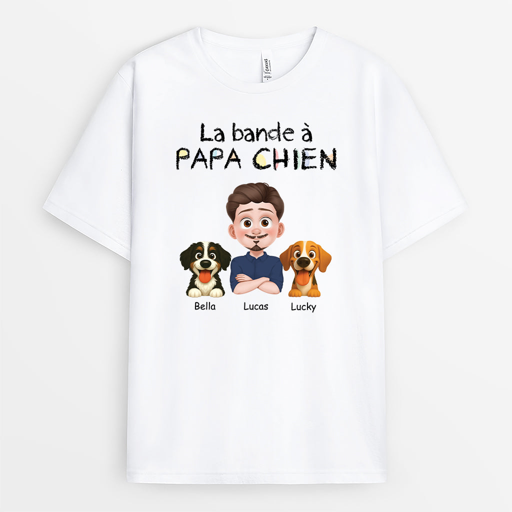 6762AFR1 t shirt personnalise chien la bande a papa chien 6762akt5c