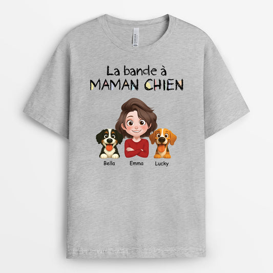 6762AFR2 t shirt personnalise chien la bande a papa chien 6762akt5c