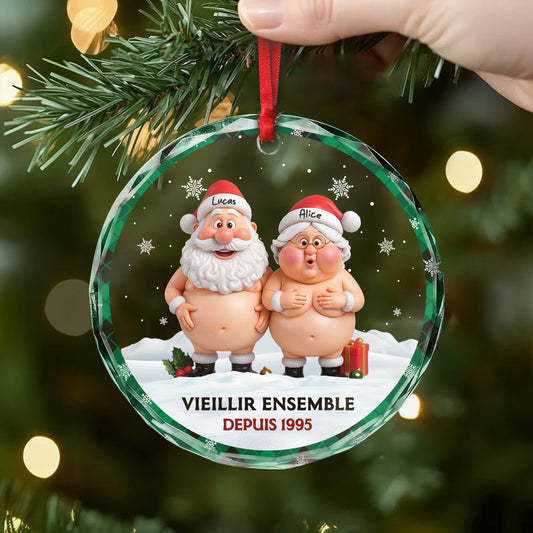 6763OFR2 ornement noel en verre personnalise couple vieillir ensemble avec humour 6763o8l5g