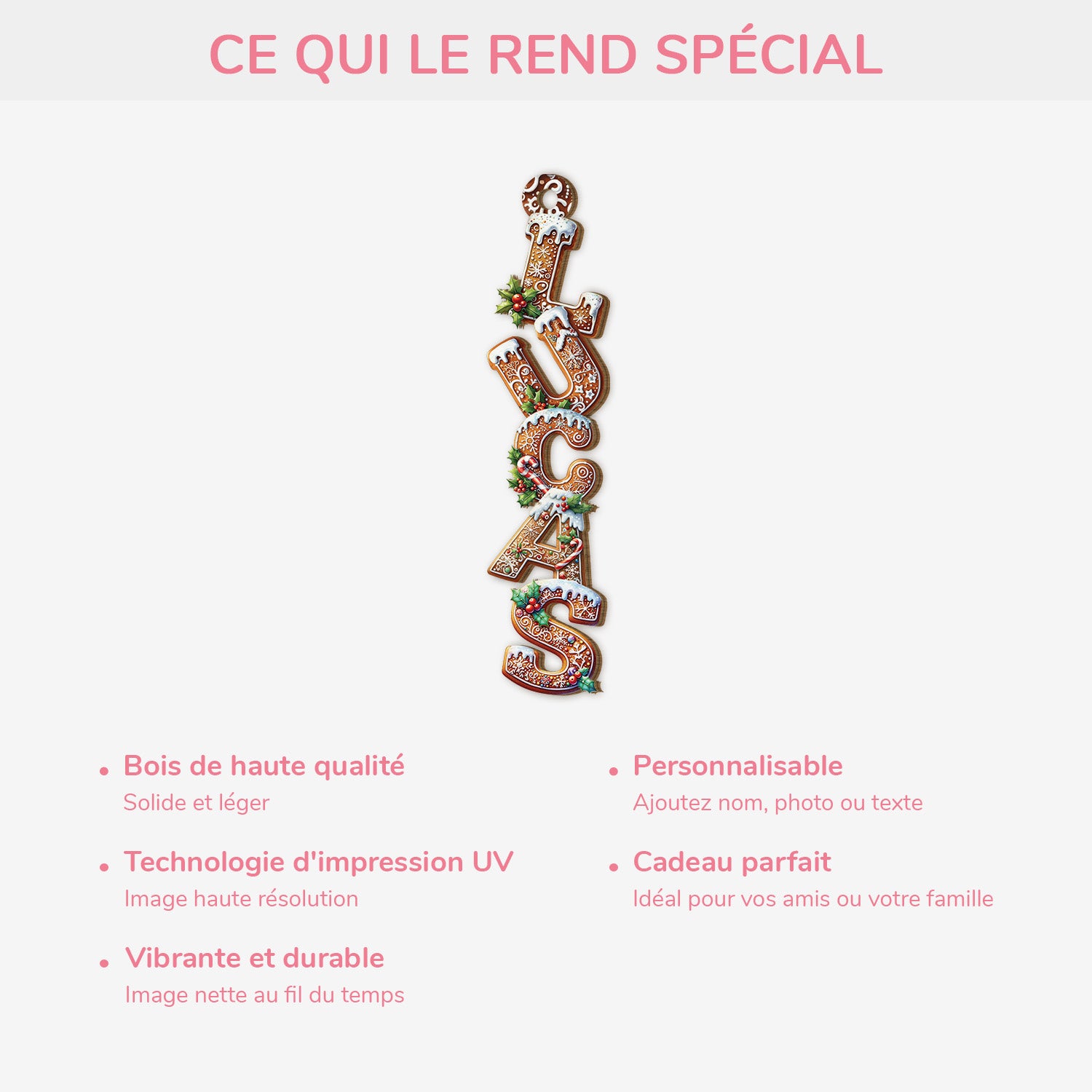 6771OFR4 effet dimpression 3d ornement en bois a 1 couche personnalise pour femmehomme lettres style de noel 6771o