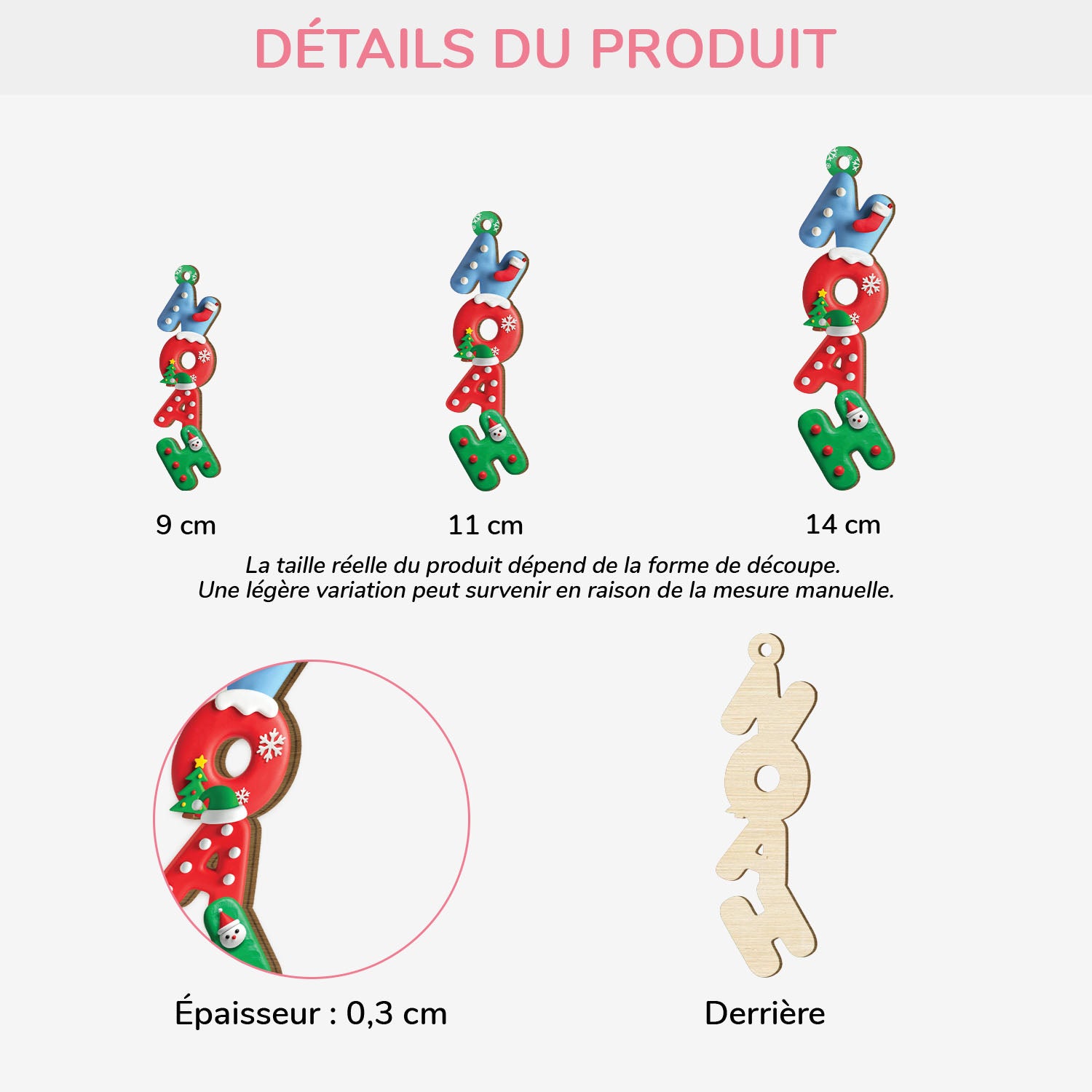 6772OFR3 effet dimpression 3d ornement noel en bois a 1 couche personnalise pour femmehomme lettres style de bonbon 6772o6v5a