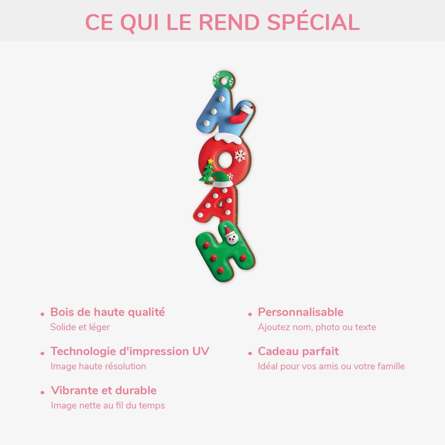 6772OFR4 effet dimpression 3d ornement noel en bois a 1 couche personnalise pour femmehomme lettres style de bonbon 6772o6v5a