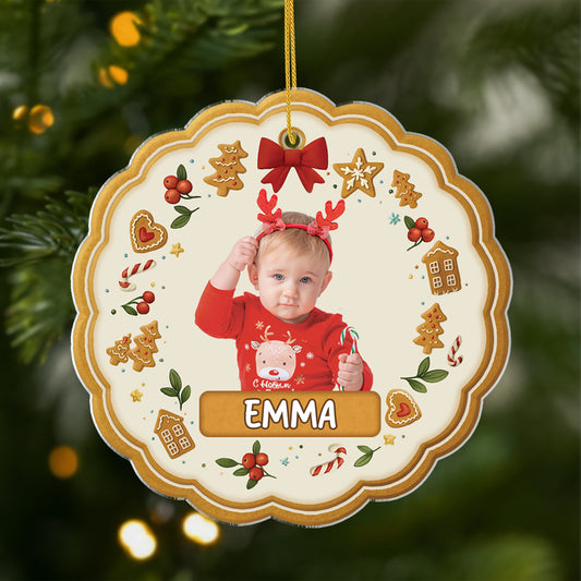 6778OFR1 effet dimpression 3d ornement acrylique personnalise avec photo enfant pain d_epices de noel 6778o3vck