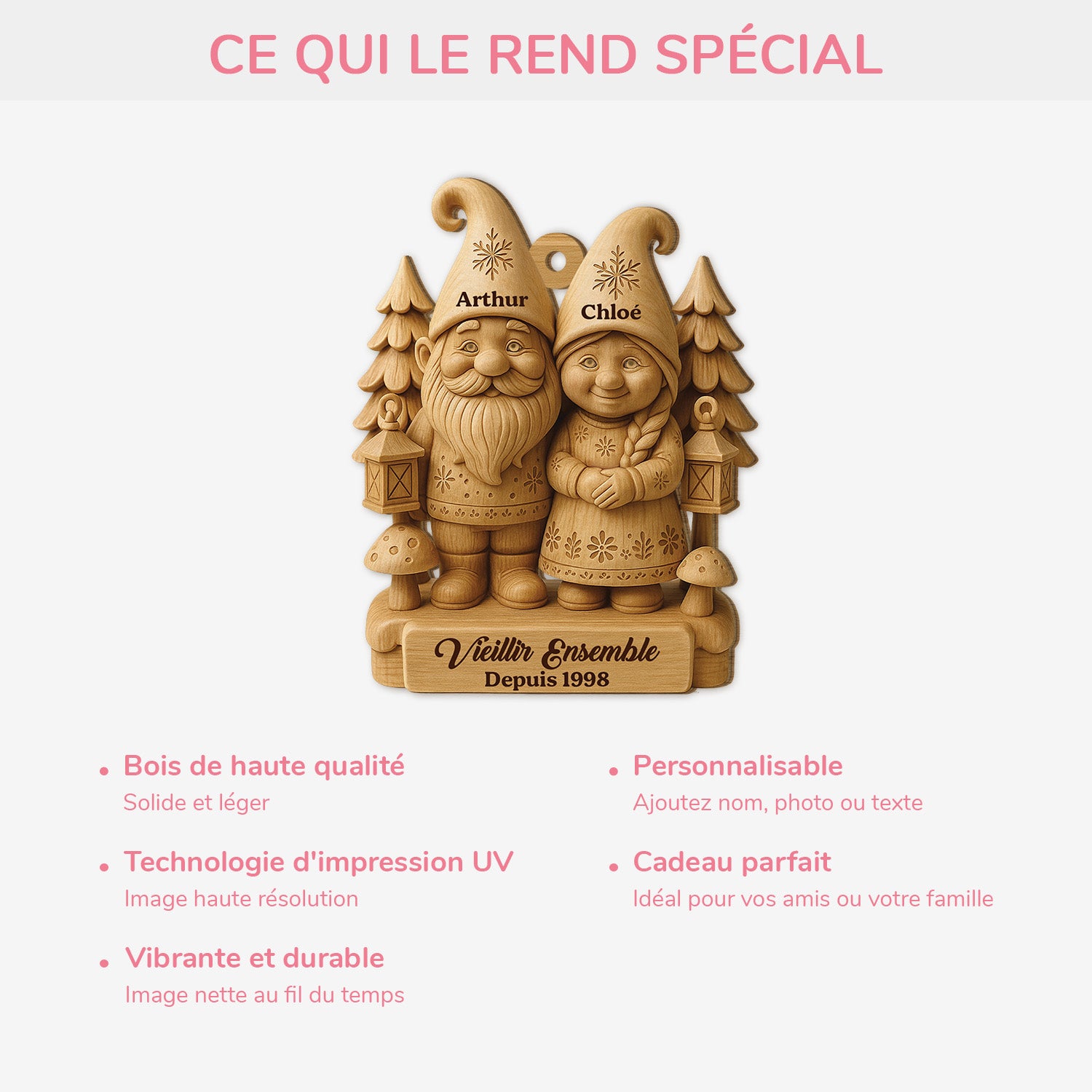 6781OFR4 effet dimpression 3d ornement noel en bois a 1 couche pour couple personnalise vieillir ensemble 6781o3l5g