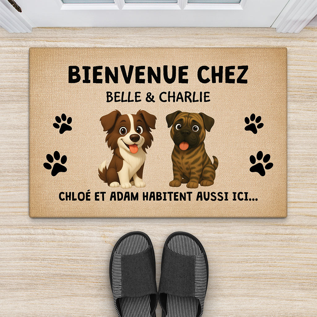 6783DFR2 paillasson personnalise chien bienvenue chez les chiens 6783dkv5c