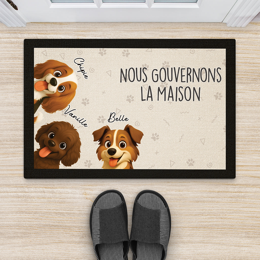 6785DFR2 paillasson personnalise chien les chiens gouvernent la maison 6785dkt5c