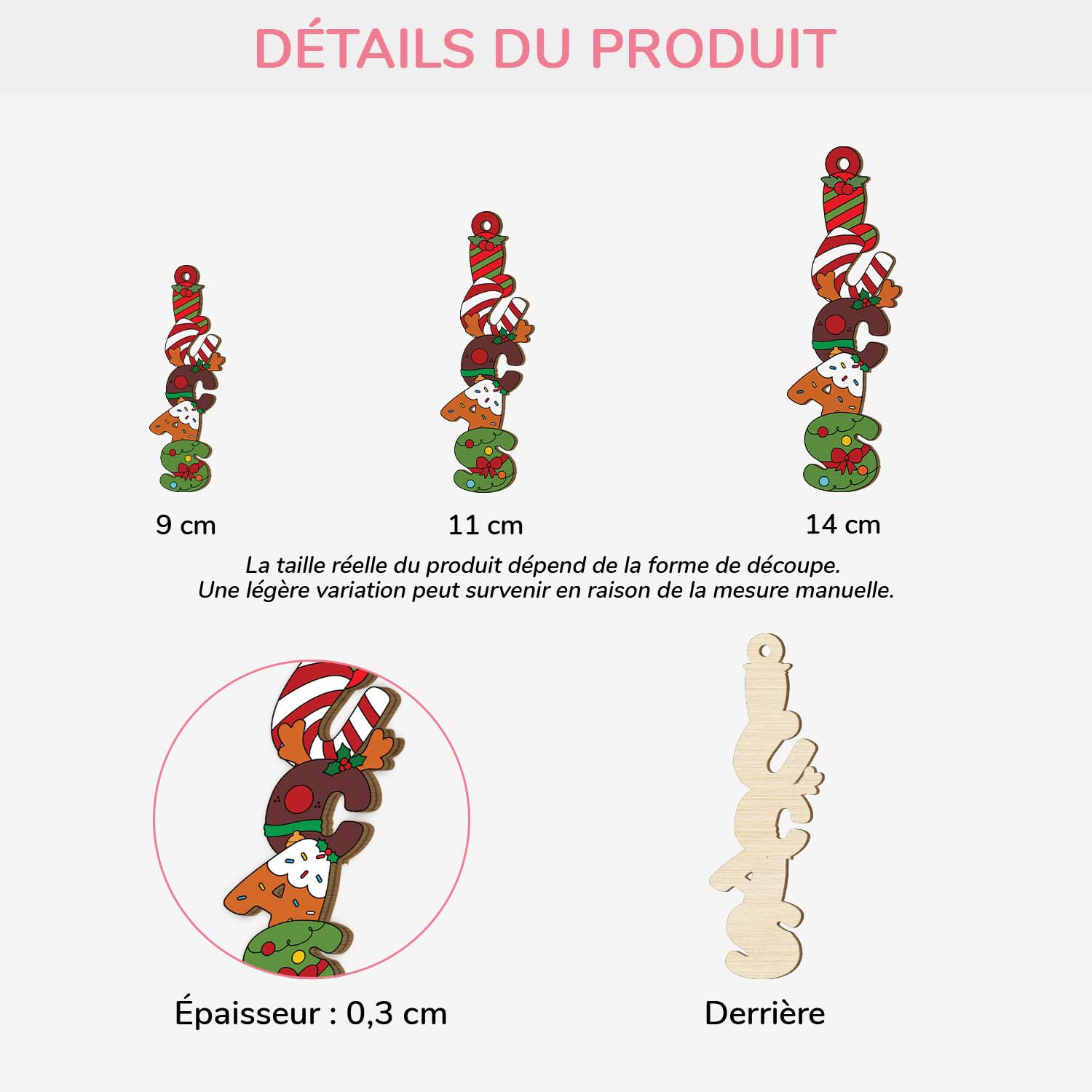 6788OFR2 ornement en bois a 1 couche personnalise pour femmehomme lettres de prenom style noel 6788okl5b