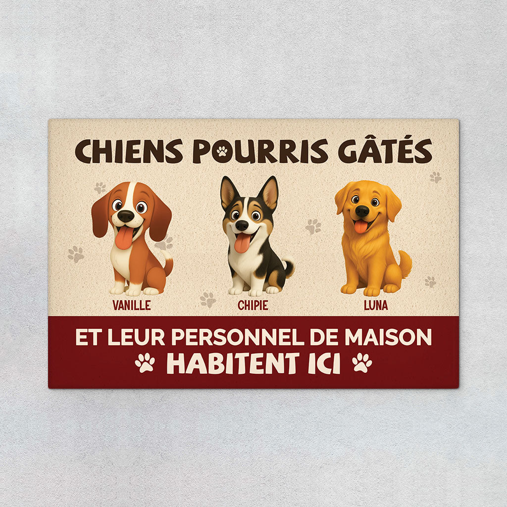 6789DFR1 paillasson personnalise chiens pourris gates habitent ici 6789d8v5c