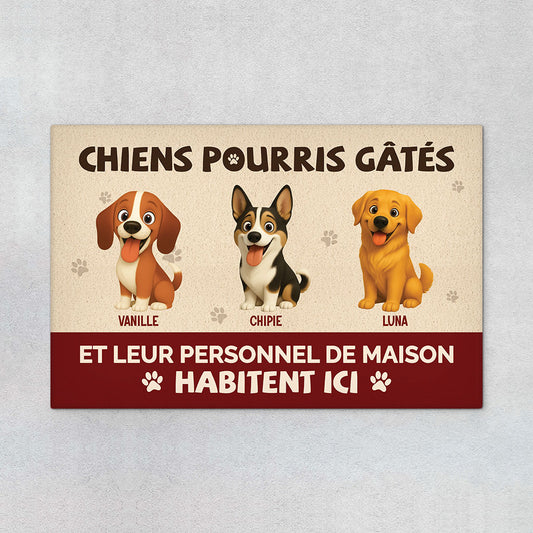 6789DFR1 paillasson personnalise chiens pourris gates habitent ici 6789d8v5c