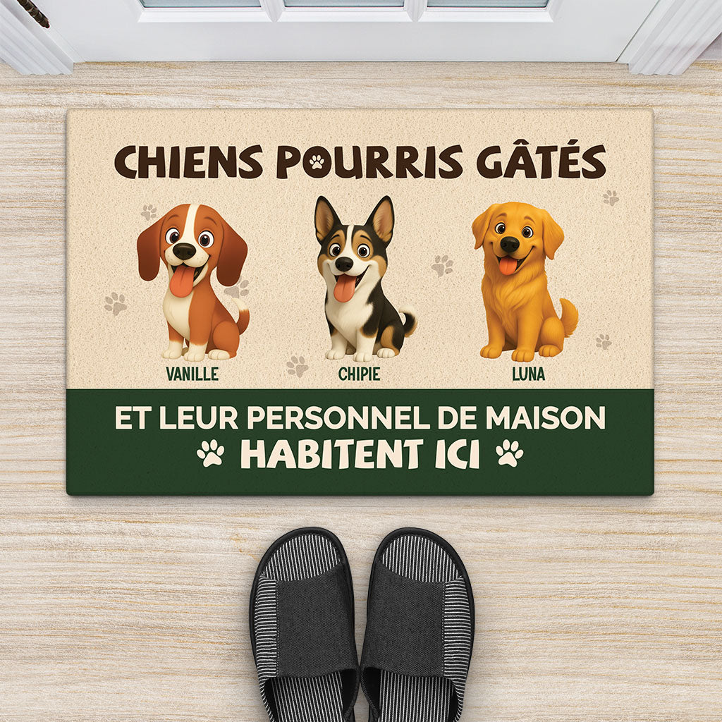 6789DFR2 paillasson personnalise chiens pourris gates habitent ici 6789d8v5c