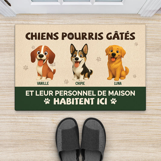 6789DFR2 paillasson personnalise chiens pourris gates habitent ici 6789d8v5c