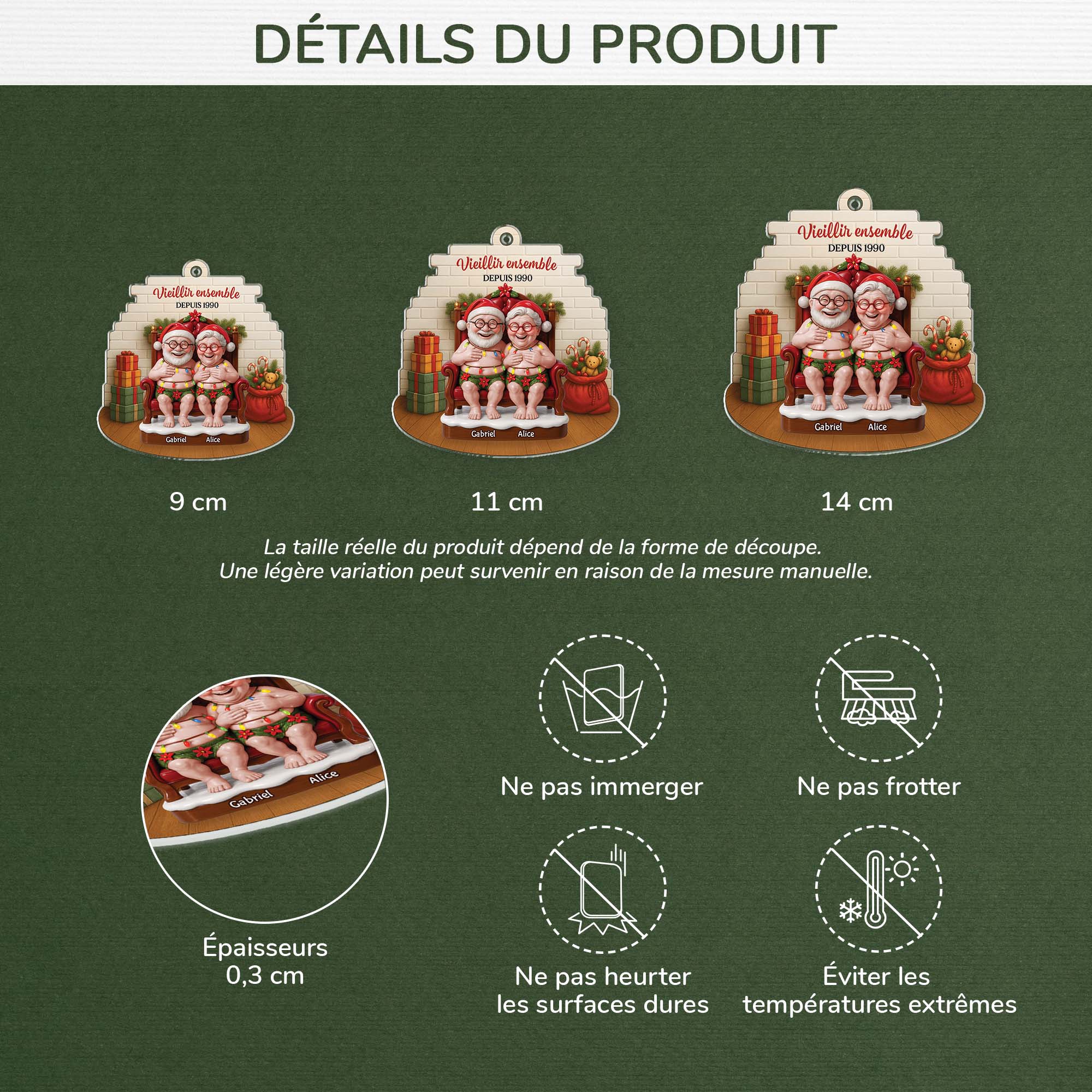 6794OFR3 effet dimpression 3d ornement noel acrylique personnalise couple drole vieillir ensemble 6794o6l5g